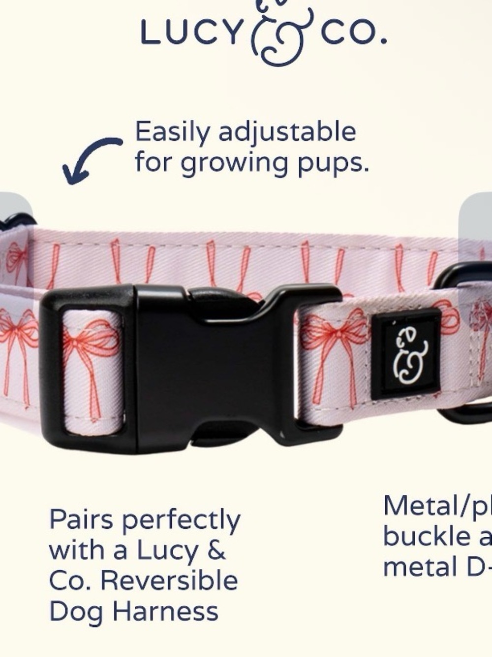 Lucy & Co. Take a bow  Pink Bow Pattern Adjustable Collar